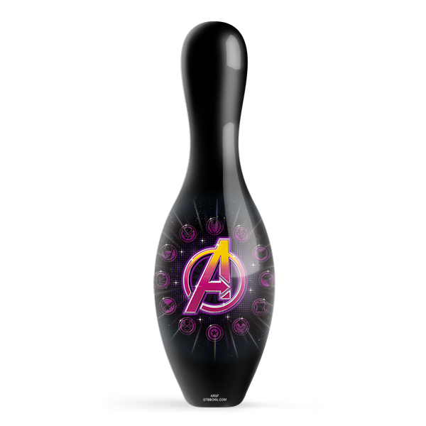 Marvel Avengers Logo with Character Icons Official Size and Weight Bowling Pin