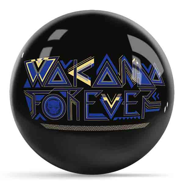 Marvel Avengers Black Panther Wakanda Forever Logos Undrilled Bowling Ball